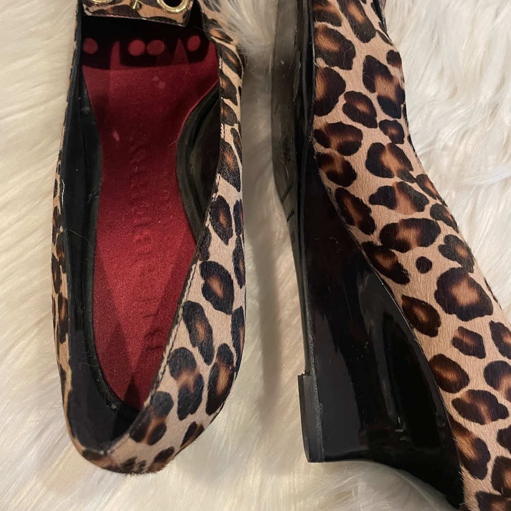 Burberry Leopard Wedge Heels with Maroon Tassels -  sz 38 - Picture 4 of 6